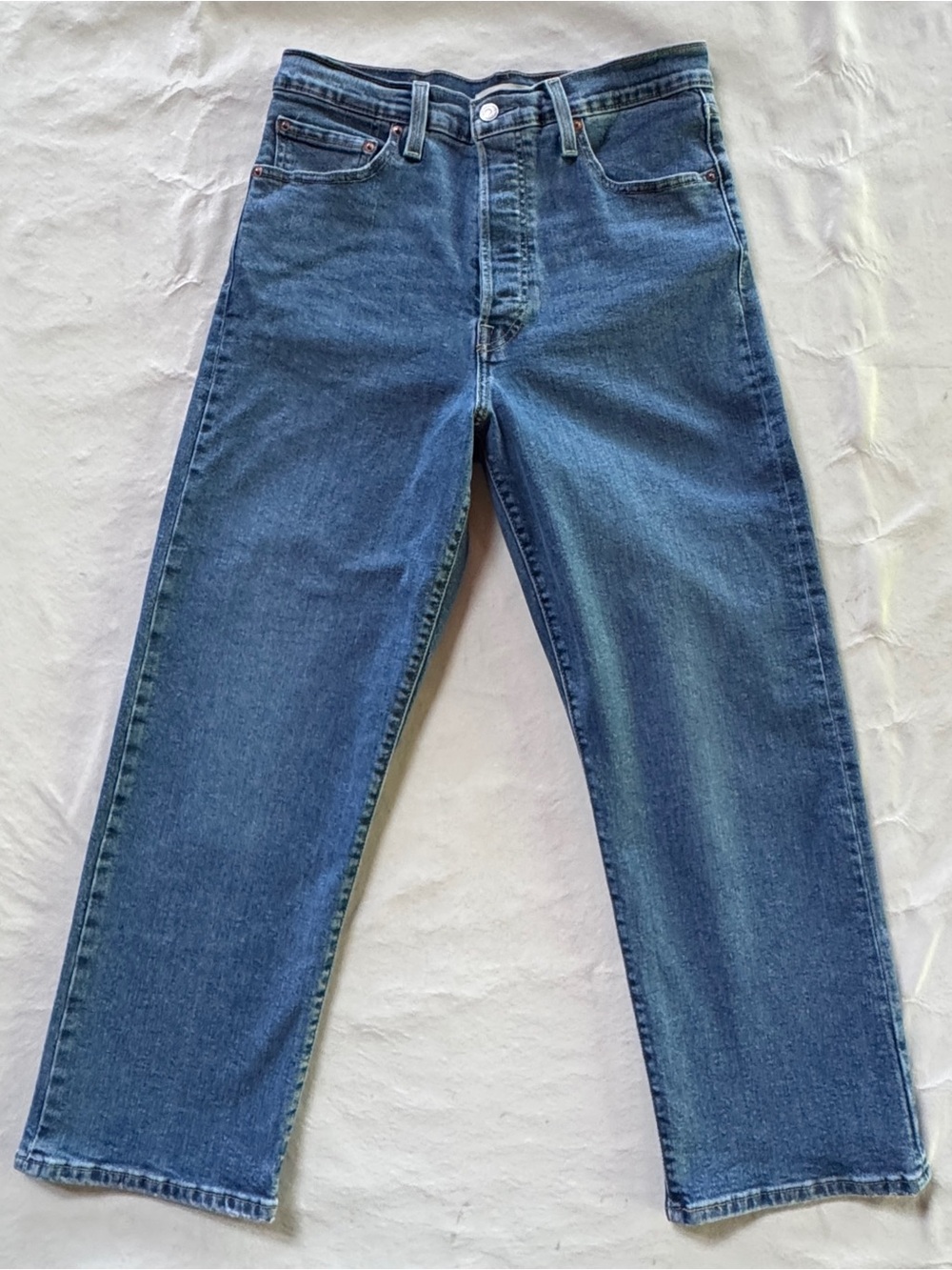 LEVI’S Ribcage Straight Ankle Button-Fly Med Wash Jeans W30 L27 - Picture 3 of 17
